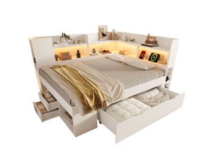Lit avec rangement 140x200 cm coloris blanc