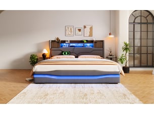 Lit coffre 180x200 cm SEYAKANY   coloris gris