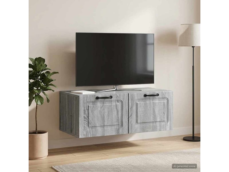  Meuble tv - banc tv - meuble de rangement mural sonoma gris 78,5 x 41 x 30 cm bois d'ingénierie  - Conforama D