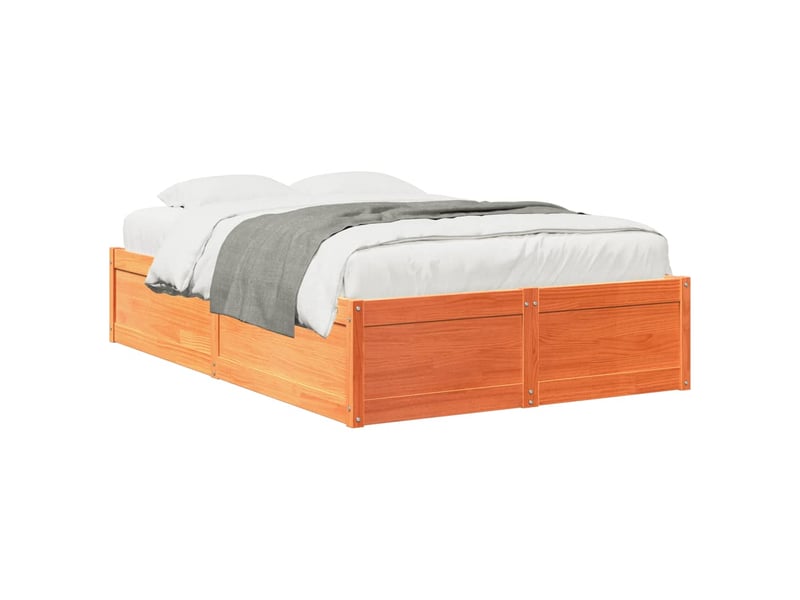  Lit double- lit adulte -  cadre de lit sans matelas  marron 120x200cm bois pin massif  - Conforama A