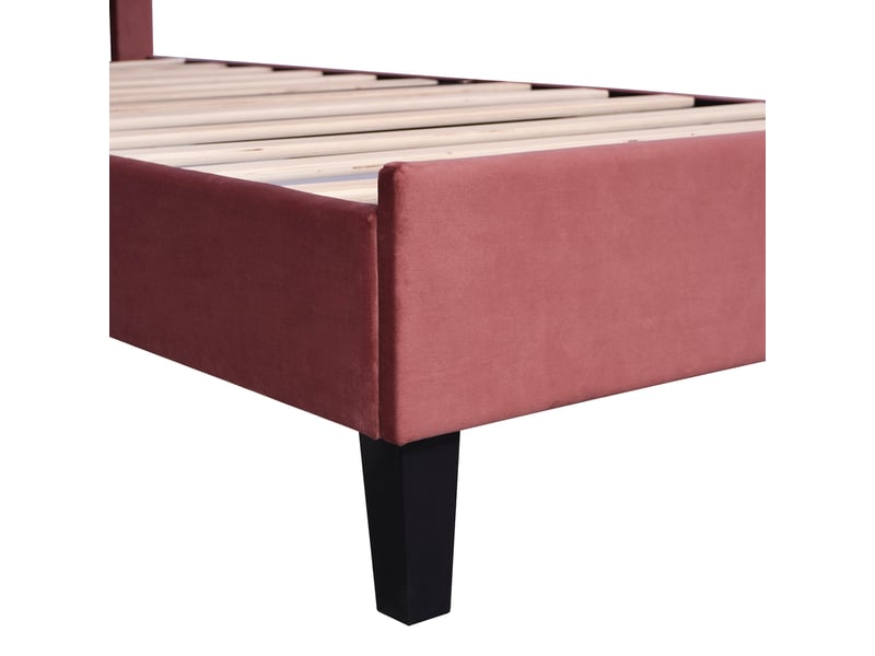  Lit jeune 90x200 cm avec 12 lattes renforcées, velours, rouge, sans matelas  - Conforama R