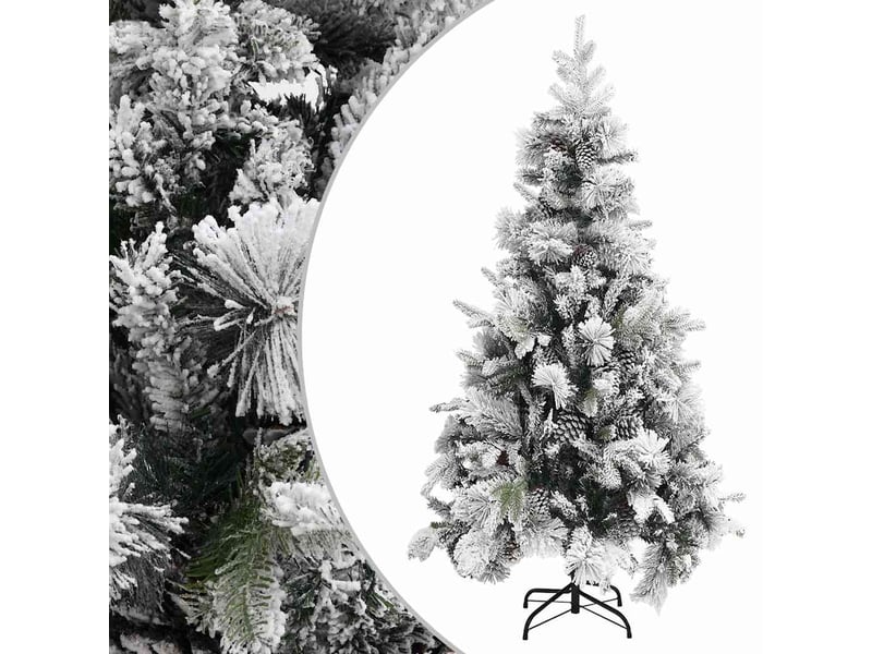  Sapin de noël, arbre de noël à flocons de neige et pommes de pin 225 cm pvc et pe  - Conforama B