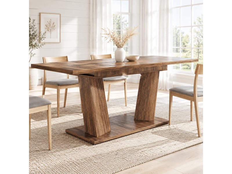  Table à manger extensible avec pieds réglables antidérapants - lpospi - plateau mdf marron foncé 120 × 80 × 76 cm  - Conforama B