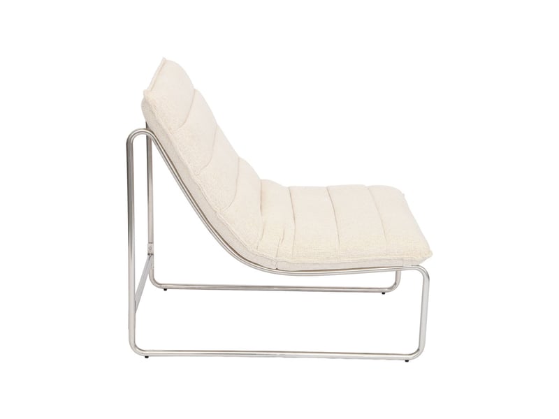  Fauteuil relax tissu chenille armature chromée beige - silver  - Conforama E