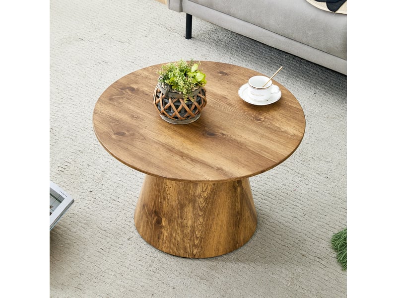  Table basse ronde diamètre 60 cm, hauteur 35 cm en mdf coloris naturel  - Conforama D