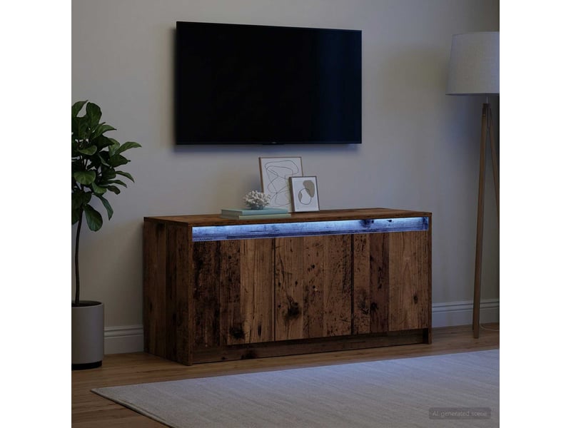  Meuble tv - banc tv - meuble de rangement 100 x 34 x 50 cm bois ancien bois d'ingénierie  - Conforama B