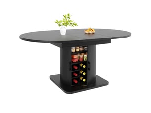 Table à manger extensible avec rangement en mdf et métal noir