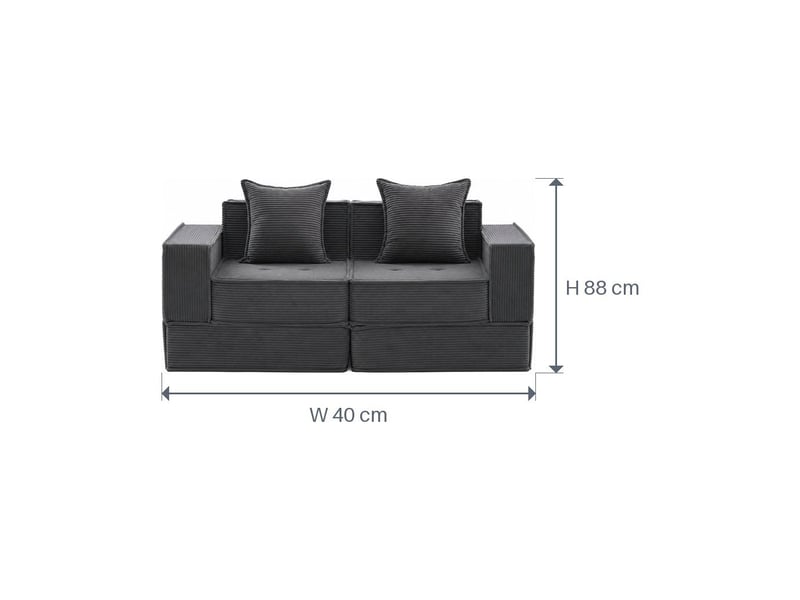  Canapé-lit 2 places en velours côtelé gris foncé avec pouf de rangement et accoudoirs HFSN-1263DG - Conforama A