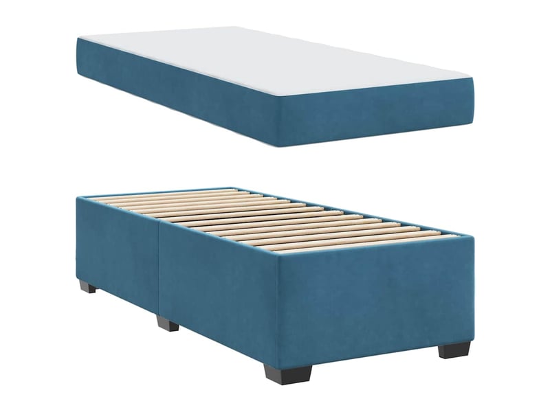Lit simple- lit adulte - cadre de lit avec matelas bleu 80 x 200 cm tissu - Conforama C