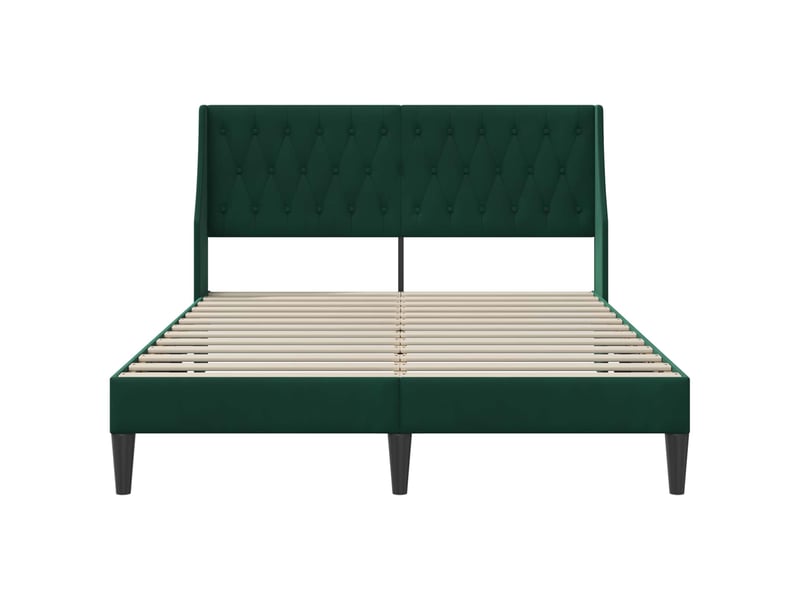  Lit double- lit adulte -  cadre de lit avec tête de lit vert foncé 120 x 190 cm velours  - Conforama C