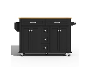 Desserte îlot cuisine 120x65 cm, plateau rabattable, placards, porte-épices, roulettes