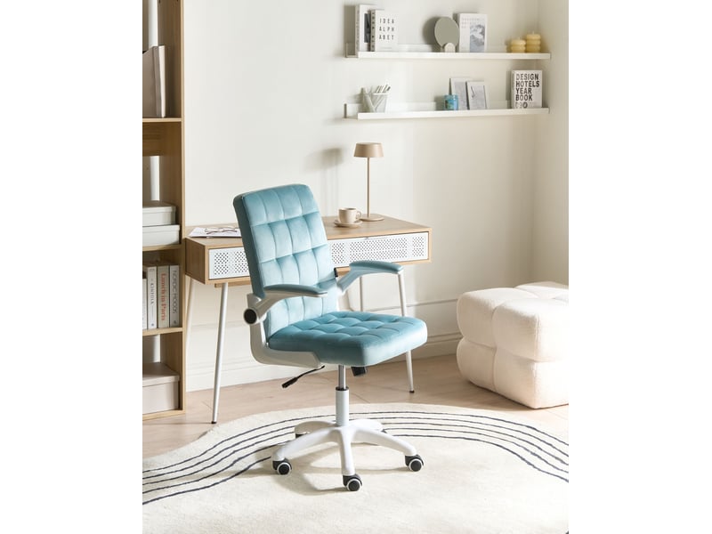 Chaise de bureau dandy velours bleu clair  - Conforama B