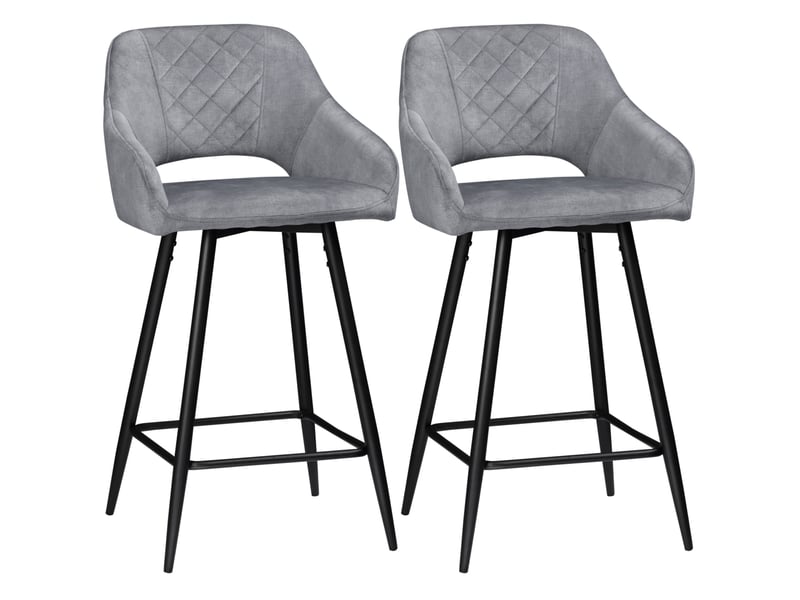  Lot de 2 tabourets de bar avec repose-pieds 50 x 53 x 94 cm, chaises de comptoir, assise en polyester gris  - Conforama A
