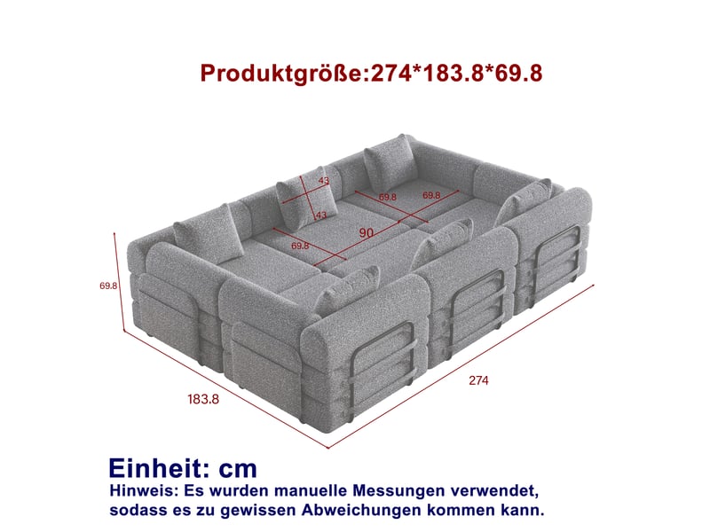  Canapé convertible modulaire avec coffre d’accoudoir, structure en acier et base antidérapante, en chenille kaki  - Conforama E