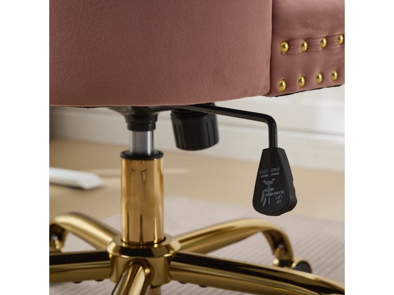  Chaise de bureau en velours capitonnée, structure élastique triple, base métallique élargie et hauteur réglable, 90-98 cm  - Conforama E