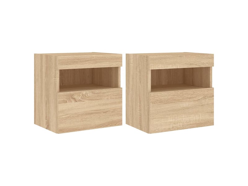 Lot de 2 meuble tv mural avec lumières led chêne sonoma 40x30x40 cm - Conforama A