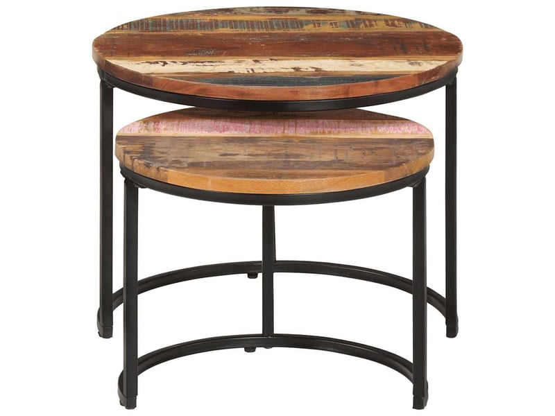 Tables gigognes 2 pcs | table de salon bois de récupération massif - Conforama B