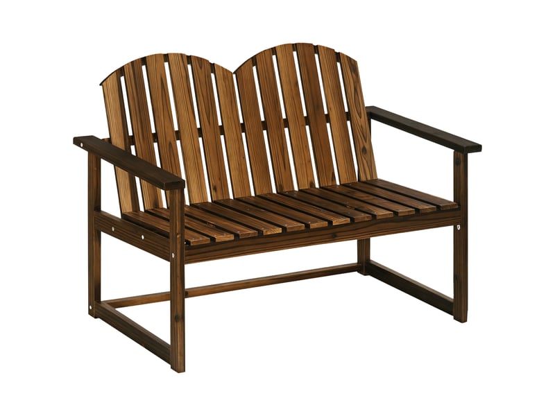  Banc de jardin pour 2 personnes, style rustique, bois de sapin, 114 x 63 x 86 cm  - Conforama A