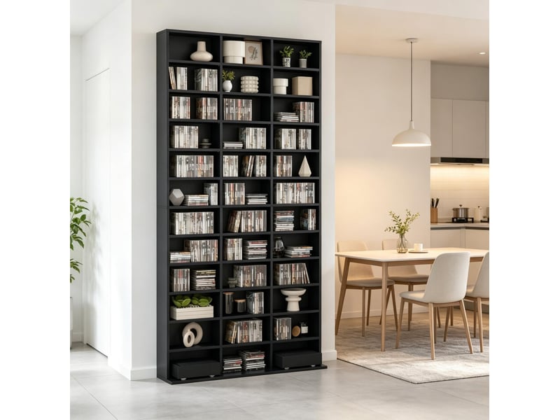 Meuble de rangement médias 102x23.5x195 cm réglable mdf noir - Conforama B