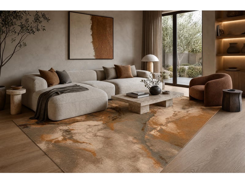  Tapis en laine omega limus marbre brunes 200x300 cm  - Conforama E