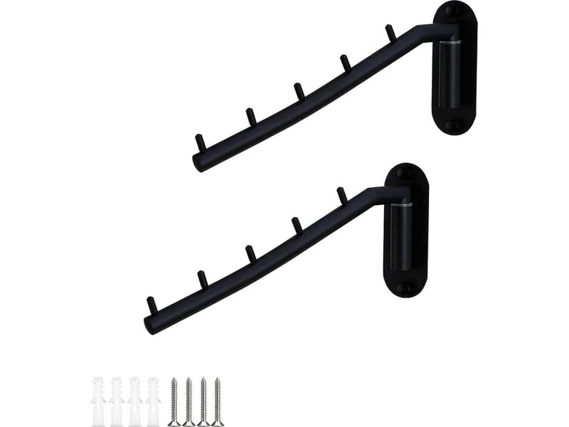  Cintre pliable en acier inoxydable avec bras oscillant pour suspendre les vêtements noir mat support mural  - Conforama C