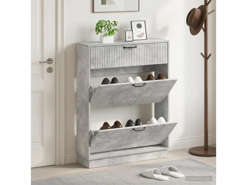  Meuble à chaussures, armoire à chaussures hoorn 78x24x100 cm bois d'ingénierie shl2920  - Conforama B