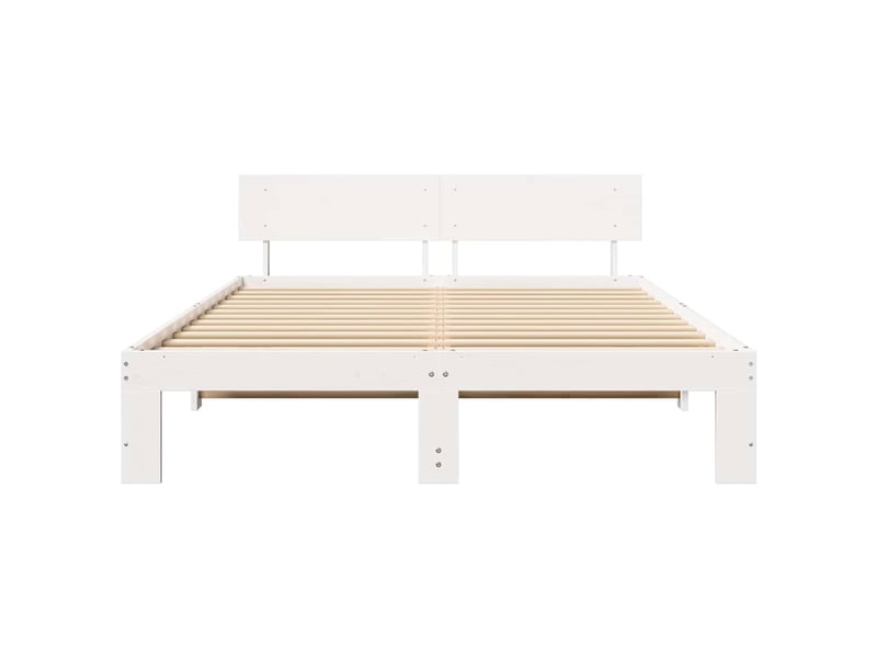  Lit double- lit adulte -  cadre de lit avec tête de lit blanc 140 x 200 cm pin massif  - Conforama D