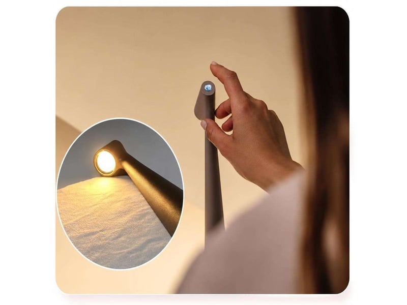  Lampe à poser sans fil led rechargeable tactile 3 niveaux – lampe de chevet design conique dimmable 1200 mah usb pour chambre, salon et bureau – blanc  - Conforama C