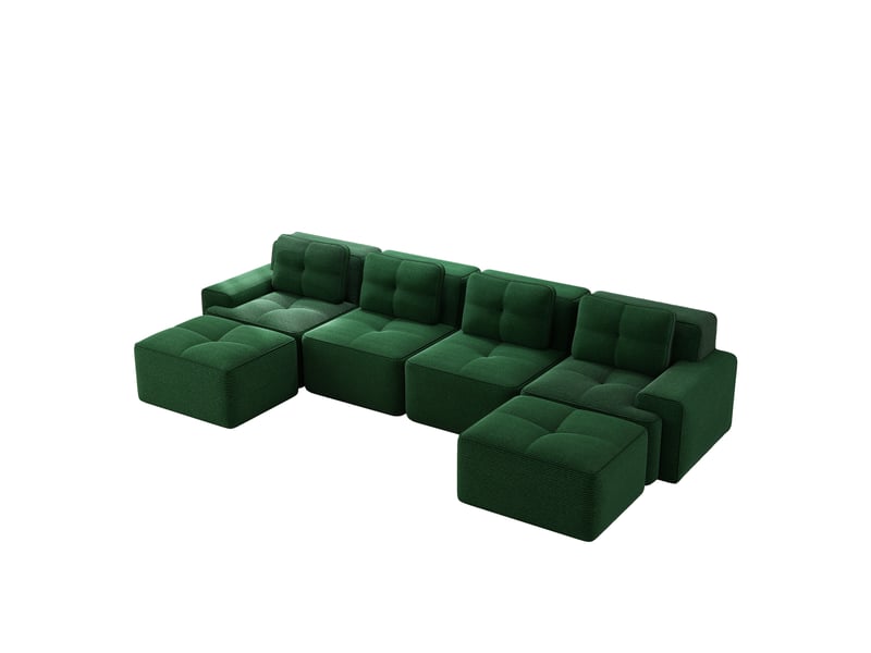 Canapé d'angle, canapé modulable; style cloud, base antidérapante, sans cadre, sans montage, avec méridienne, en velours tricoté, 4 places, forme u - Conforama B