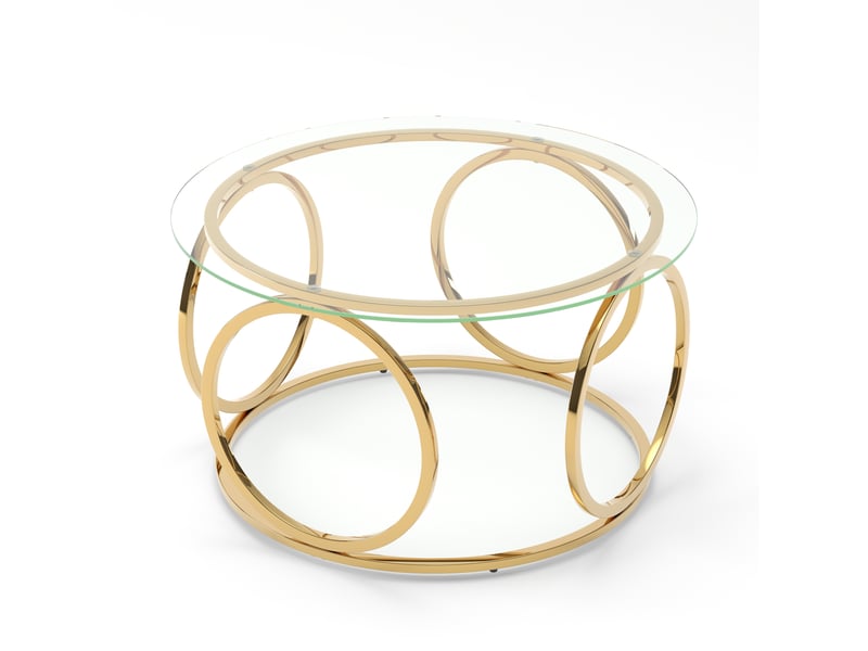 Table basse ronde,80x80x45 cm,verre trempé et métal,doré - Conforama D