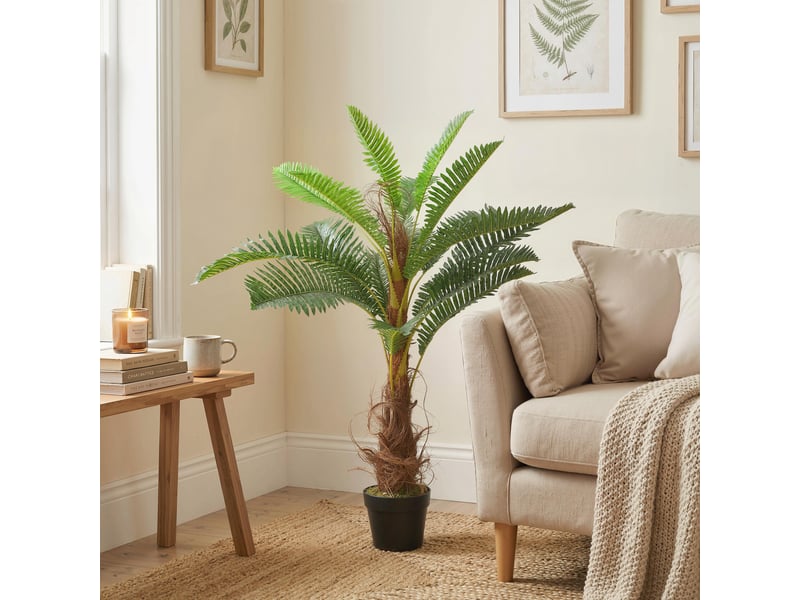  Palmier artificiel palmier 100 cm avec 21 feuilles en peva, plante décorative avec pot en plastique, vert  - Conforama C
