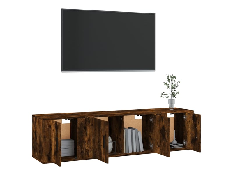 Ensemble de meubles tv 3 pcs chêne fumé bois d'ingénierie shl69167  - Conforama C