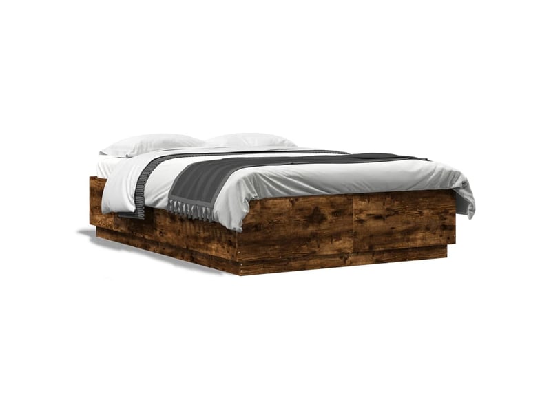 Lit double- lit adulte - cadre de lit avec led sans matelas chêne fumé 140x200 cm - Conforama D