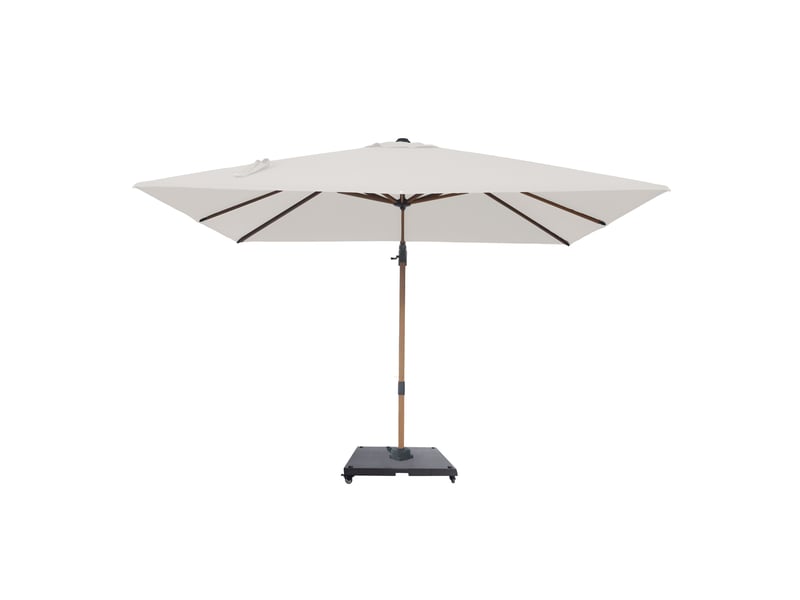 Axi alina parasol déporté carré avec pied de parasol, 300 x 300 cm, aspect boisbeige | pour le jardin terrasse avec armature thermolaquée | housse de protection inclus - Conforama E