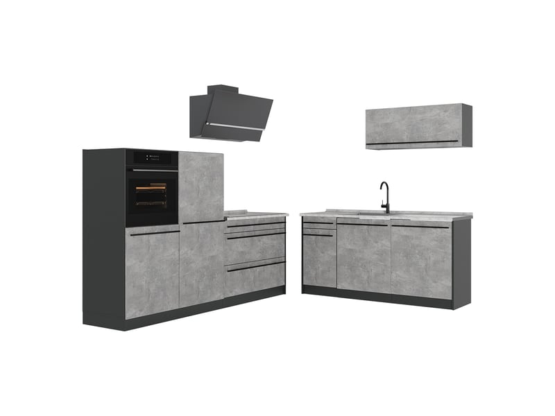  Vicco cuisine, bétonanthracite, 220cm sans plan de travail  - Conforama A