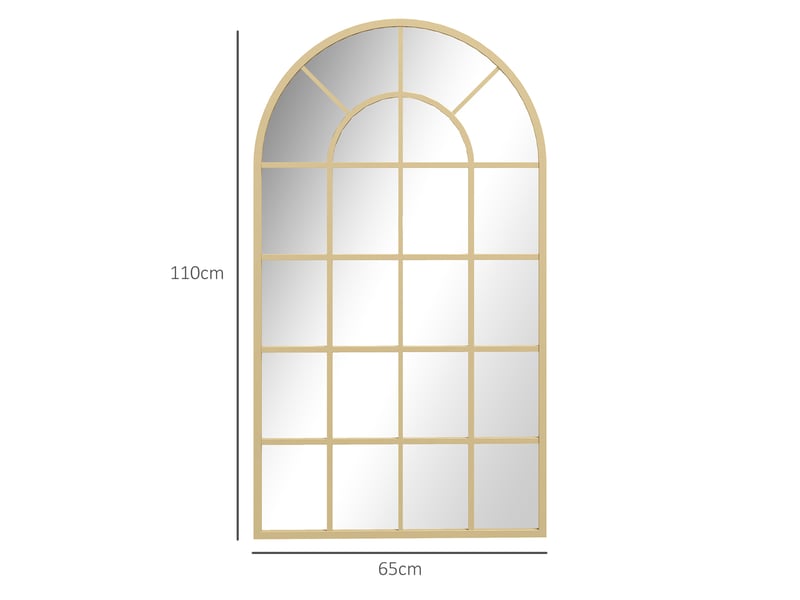  Miroir verrière arche style industriel fenêtre arcade métal 110 x 65 cm doré  - Conforama C