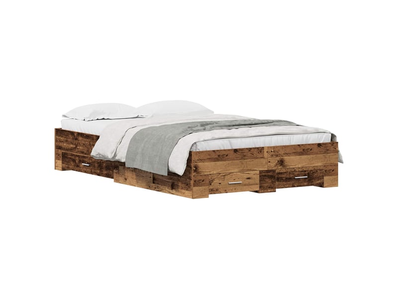  Lit double- lit adulte -  cadre de lit bois ancien 120 x 190 cm bois d'ingénierie  - Conforama A