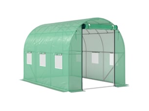 Serre de jardin 300x200x195 cm 6 fenêtres porte enroulable verte
