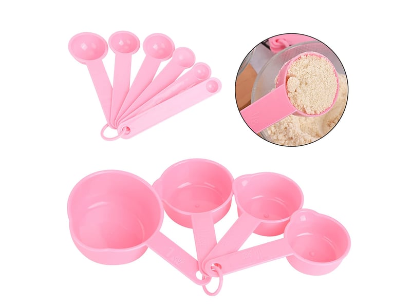  Kit de cuillère à mesurer et tasse à faire soi-même pour la cuisine et la maison avec balances, outils de cuisson, accessoire rose  - Conforama A