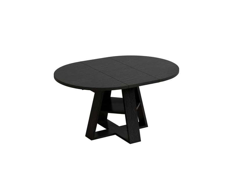  Table à manger extensible 110150 x 110 cm – noir effet bois – rangement intégré pour 4 à 6 personnes  - Conforama D