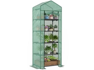 Mini serre pour fleurs ou légumes, acier, plastique, 69 cm (l) x 49 cm (l) x 193 cm (h), verte