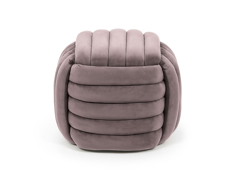 Pouf tressé en velours 53 cm nilo rose poudré NILO - Conforama B