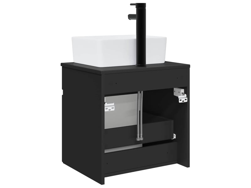 Meuble de lavabo mural, rangement salle de bain noir 49x41x63 cm bois d'ingénierie shl951 - Conforama D