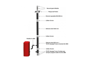 Kit conduit vertical avant tubage pour poêle à granulés 80125 mm - noir laqué