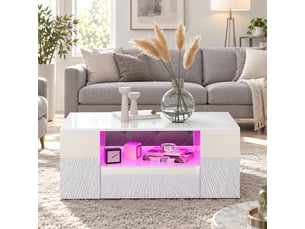 Table basse rectangulaire coloris blanc <strong></strong> <strong></strong> - 53 cmx95 cm