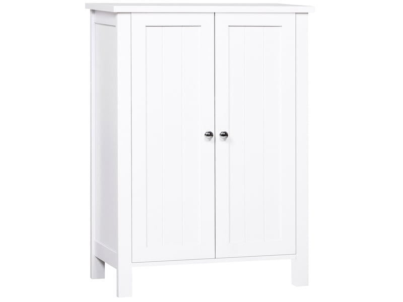 Meuble de salle de bain gain de place, meuble de salle de bain multifonctionnel avec 2 étagères, 2 portes, poignées en mdf, 60 x 30 x 80 cm, blanc - Conforama A