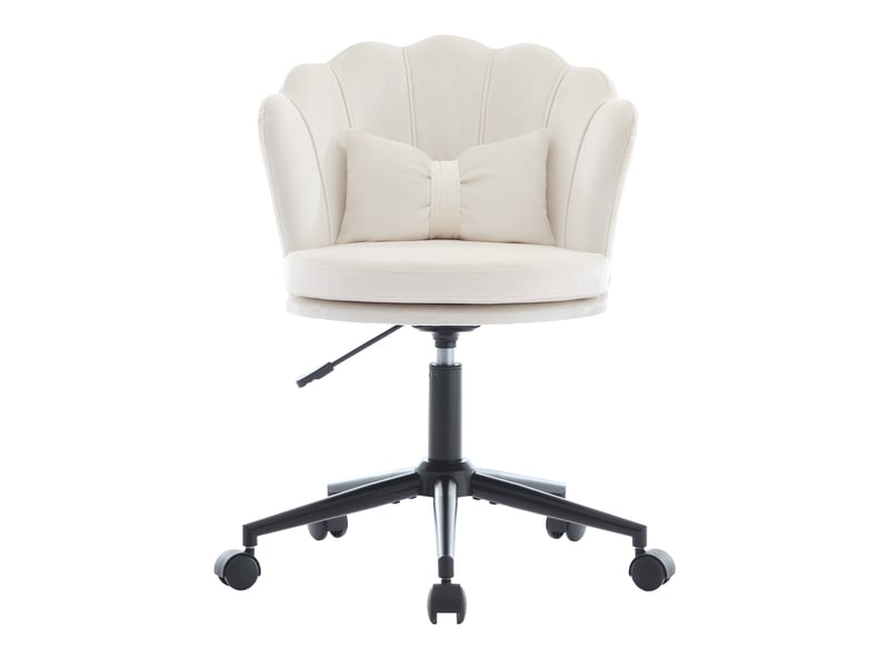  Fauteuil de bureau pivotant en velours, hauteur réglable 73-83 cm avec coussin - beige Fay Lum - Conforama A