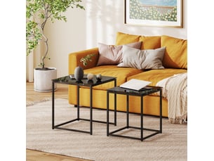 Table basse 2 pièces en acier et verre avec design empilable pour salon et séjour, finition noire moderne au quotidien