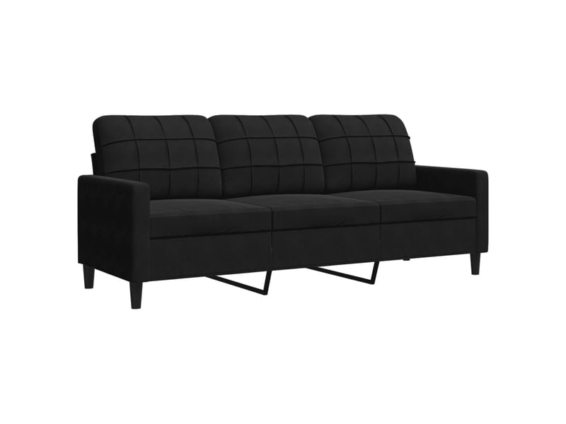  Canapé de salon | canapé 3 places noir 180 cm velours  - Conforama A