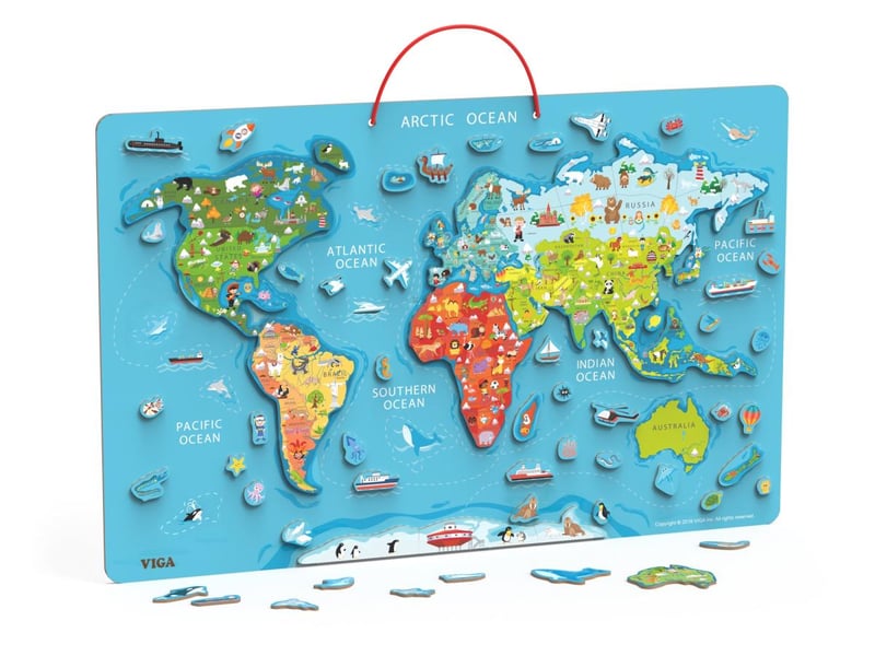  Tableau magnétique viga 44508 - carte du monde 2 en 1, 106 pièces 6971608445088 - Conforama A